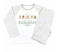 Crwban® - Personalised My First Ramadan Pyjamas - Personalised First Ramadan Themed PJ's (UK, Age, 1 Year, 2 Years, Green Stripes)