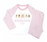 Crwban® - Personalised When I Wake Up It Will Be Ramadan Pyjamas - Personalised Ramadan Themed PJ's (UK, Age, 9 Years, 10 Years, Regular, Pink Stripes)