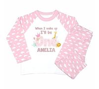 Crwban® - Pink Animal Themed When I Wake Up I'll Be One Pyjamas - Personalised First 1st Birthday PJ's (as8, age, 1_year, 2_years, Pink Clouds)