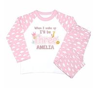 Crwban® - Pink Animal Themed When I Wake Up I'll Be Three Pyjamas - Personalised Third 3rd Birthday PJ's (as8, age, 2_years, 3_years, regular, Pink Clouds)