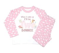 Crwban® - Pink Farm Themed Glitter When I Wake Up I'll Be Two Pyjamas - Personalised Second 2nd Birthday Themed PJ's (UK, Age, 1 Year, 2 Years, Regular, Pink Clouds)