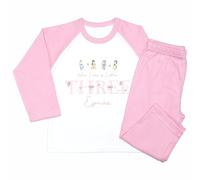 Crwban® - Pink Four Rainbow Princess When I Wake Up I'll Be Three Pyjamas - Personalised Children's Three 3rd Birthday Themed PJ's (UK, Age, 2 Years, 3 Years, Regular, Pink Baseball)