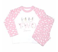 Crwban® - Pink Four Rainbow Princess When I Wake Up I'll Be Two Pyjamas - Personalised Children's Second 2nd Birthday Themed PJ's (UK, Age, 1 Year, 2 Years, Regular, Pink Clouds)