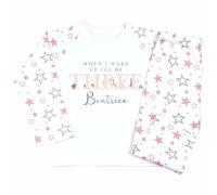 Crwban® - Pink Safari When I Wake I'll Be Three Pyjamas - Personalised Third 3rd Birthday Animal Themed PJ's (UK, Age, 2 Years, 3 Years, Regular, Pink & Grey Stars)