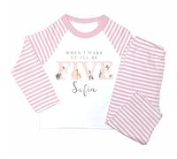 Crwban® - Pink Safari When I Wake Up I'll Be Five Pyjamas - Personalised Fifth 5th Birthday Animal Themed PJ's (UK, Age, 4 Years, 5 Years, Regular, Pink Stripes)
