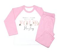 Crwban® - Pink Safari When I Wake Up I'll Be Four Pyjamas - Personalised Fourth 4th Birthday Animal Themed PJ's (UK, Age, 4 Years, 5 Years, Regular, Solid Pink)