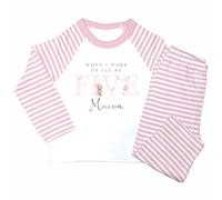 Crwban® - Pink Teddy When I Wake Up I'll Be Five Pyjamas - Personalised Fifth 5th Birthday Themed PJ's (UK, Age, 7 Years, 8 Years, Regular, Pink Stripes)