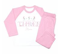 Crwban® - Pink Three Mermaid When I Wake Up I'll Be Three Pyjamas - Personalised Third 3rd Birthday Themed PJ's (UK, Age, 2 Years, 3 Years, Regular, Solid Pink)