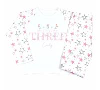 Crwban® - Pink Three Mermaid When I Wake Up I'll Be Three Pyjamas - Personalised Third 3rd Birthday Themed PJ's (UK, Age, 2 Years, 3 Years, Regular, Pink & Grey Stars)