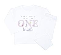 Crwban® - Princess Flowers When I Wake Up I'll Be One Pyjamas - Personalised First 1st Birthday Themed PJ's (UK, Age, 6 Months, 12 Months, All White)