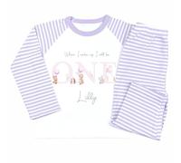 Crwban® - Purple Animals When I Wake Up I'll Be One Pyjamas - Personalised First 1st Birthday Themed PJ's (UK, Age, 1 Year, 2 Years, Regular, Purple Stripes)