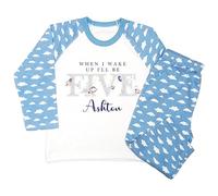 Crwban® - Space Man When I Wake Up I'll Be Five Pyjamas - Personalised Fifth 5th Birthday Themed PJ's (UK, Age, 4 Years, 5 Years, Regular, Blue Clouds)