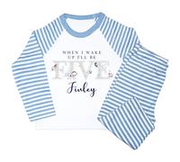 Crwban® - Space Man When I Wake Up I'll Be Five Pyjamas - Personalised Fifth 5th Birthday Themed PJ's (UK, Age, 5 Years, 6 Years, Regular, Blue Stripes)