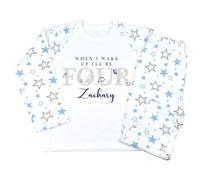 Crwban® - Space Man When I Wake Up I'll Be Four Pyjamas - Personalised Fourth 4th Birthday Themed PJ's (UK, Age, 3 Years, 4 Years, Regular, Blue & Grey Stars)