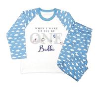 Crwban® - Space Man When I Wake Up I'll Be One Pyjamas - Personalised First 1st Birthday Themed PJ's (UK, Age, 6 Months, 12 Months, Blue Clouds)