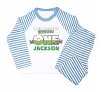 Crwban® - Toy Themed When I Wake Up I Will Be One Pyjamas - Personalised First 1st Birthday Story Themed PJ's (UK, Age, 6 Months, 12 Months, Blue Stripes, Space Ranger)