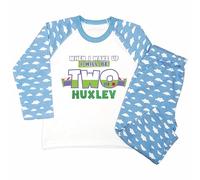 Crwban® - Toy Themed When I Wake Up I Will Be Two Pyjamas - Personalised Second 2nd Birthday Story Themed PJ's (UK, Age, 2 Years, 3 Years, Regular, Blue Clouds, Space Ranger)