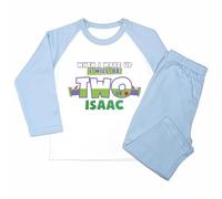 Crwban® - Toy Themed When I Wake Up I Will Be Two Pyjamas - Personalised Second 2nd Birthday Story Themed PJ's (UK, Age, 3 Years, 4 Years, Regular, Solid Blue, Space Ranger)