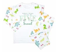Crwban® - Watercolour Dinosaur When I Wake Up I'll Be Five Pyjamas - Personalised Fifth 5th Birthday Themed PJ's (UK, Age, 5 Years, 6 Years, Regular, Green Dinosaur)