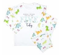 Crwban® - Watercolour Dinosaur When I Wake Up I'll Be Five Pyjamas - Personalised Fifth 5th Birthday Themed PJ's (UK, Age, 4 Years, 5 Years, Regular, Blue Dinosaur)