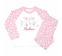 Crwban® - Watercolour Fairy When I Wake Up I'll Be Five Pyjamas - Personalised Fifth 5th Birthday Themed PJ's (UK, Age, 5 Years, 6 Years, Regular, Pink Clouds)