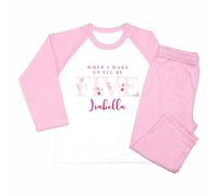 Crwban® - Watercolour Fairy When I Wake Up I'll Be Five Pyjamas - Personalised Fifth 5th Birthday Themed PJ's (UK, Age, 5 Years, 6 Years, Regular, Solid Pink)