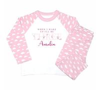 Crwban® - Watercolour Fairy When I Wake Up I'll Be Three Pyjamas - Personalised Third 3rd Birthday Themed PJ's (UK, Age, 2 Years, 3 Years, Regular, Pink Clouds)