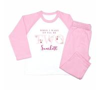 Crwban® - Watercolour Fairy When I Wake Up I'll Be Two Pyjamas - Personalised Second 2nd Birthday Themed PJ's (UK, Age, 2 Years, 3 Years, Regular, Solid Pink)
