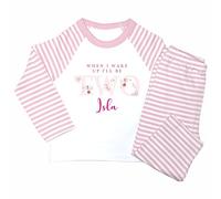 Crwban® - Watercolour Fairy When I Wake Up I'll Be Two Pyjamas - Personalised Second 2nd Birthday Themed PJ's (UK, Age, 2 Years, 3 Years, Regular, Pink Stripes)