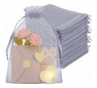 Crweety 100PCS Organza Bags 8x12 Large Gift Bags Grey, Mesh Bag Drawstring Gift Pouches for Jewelry Goodie Candy Treat Sachet, Party Favor Bag for Wedding Baby & Bridal Shower Birthday Graduation