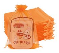Crweety 50 Pcs 6x9 Inch Orange Organza Bags, Small Mesh Bags Drawstring, Cute Mesh Gift Bags for Candy, Bridal Shower Treat, Wedding Candy Party Favor, Jewelry Packaging & Graduation Gifts