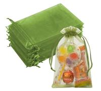Crweety 50PCS Organza Bags 4x6 Green Small Gift Bags Mesh Drawstring | Party Favor Goodie Bag Bulk, Jewelry Sachet Candy Treat Soap Makeup Pouches, Wrap for Wedding Baby Shower Birthday Halloween