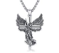 CRWENG Archangel Saint Michael Sterling Silver Pendant Amulet Miracle Medal Protect Us Religious Jewellery Gift