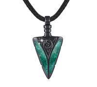 CRWENG Arrow Necklace 925 Sterling Silver Celtic Knot Gothic Pendant Green Opal Jewelry for Men Women