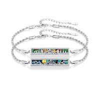 CRWENG Natural Bracelet 925 Sterling Silver Star Couple Jewelry Set Abalone Gold Plated Stars and Moon Accompanied by the Sun and the Moon Valentine's Day Anniversary Romantic Gift