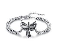 CRWENG St Michael the Archangel Bracelet Men 925 Sterling Silver Religious Medal Bracelet Amulet Protection Jewellery Gifts for Men Women
