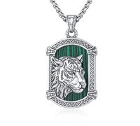CRWENG Tiger Dog Tag Necklace 925 Sterling Silver Tiger Necklaces for Men Gothic Punk Pendant Fashion Jewellery Gift for Husband Lover Dad