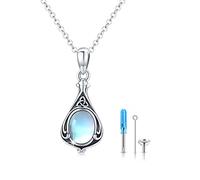 CRWENG Urn Necklace for Ashes, 925 Sterling Silver, Reminder Chain, Urn Pendant, Elegant Mourning Ash Jewellery, Memorial Jewellery for Men and Women, Unisex, Einheitsgröße, Sterling Silver, Cubic