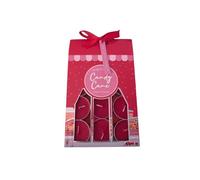 Crwp Candy Cane 12 Pack Scented Tealight Candles, Red, Holiday Theme Gift Set with Decorative Box and Ribbon with crwp Card.