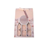 Crwp Candy Cane Lane Baked Gingerbread Scented Tealights, Holiday Winter Collection, 12 Pack, White Candles with Gift Box with crwp Card.