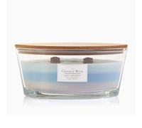 CRWP Crackle Wick Candle Jar 450g - Cosy Comforts with crwp Card. Soft Delights • Light Denim • Cosy Wool