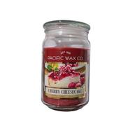 Crwp Pacific Wax Co. Cherry Cheesecake Scented Candle, 18 oz Glass Jar, Red Wax, Dessert Fragrance with crwp Card.