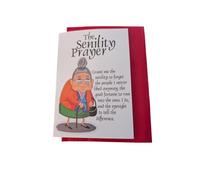 Crwp The Senility Prayer Funny Greeting Card with Red Envelope, Humorous Elderly Lady Design, Blank Inside card.