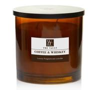 crwp The Vault Luxury Coffee & Whiskey Hurricane Glass Candle, Amber Brown Glass, 1.24kg, Large Format with crwp Card.