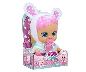 CRY BABIES Dressy Coney Rabbit | Interactive baby doll that cries Real tears, with coloured hair and changeable Outfits to Dress up - Toy & function doll for kids +2 Years