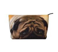 Cry Pug Corduroy Makeup Bag - Portable and Stylish Cosmetic Organizer for Beauty Essentials, Zipper Closure, Travel-Friendly, Cosmetics Bag, Gift for Her