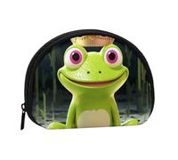 Cry Pug Mini Coin Purse Pouch Change Holder, Shell Shape Zip Around Wallet,Credit Card Holder for Women, Crown Frog, One Size, Classic