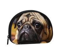 Cry Pug Mini Coin Purse Pouch Change Holder, Shell Shape Zip Around Wallet,Credit Card Holder for Women, Cry Pug, One Size, Classic