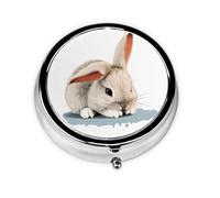 Cry Rabbit Pill Case with Mirror Retro 3 Compartment Pill Box Small Pill Organizer for Purse or Pocket Decorative Metal Medicine Vitamin Organizer Unique Gifts