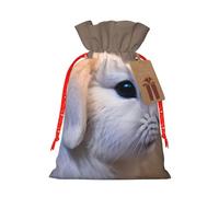 Cry Rabbit Print Christmas Drawstring Gift Bags With Cards For Xmas Party Decorations Holiday